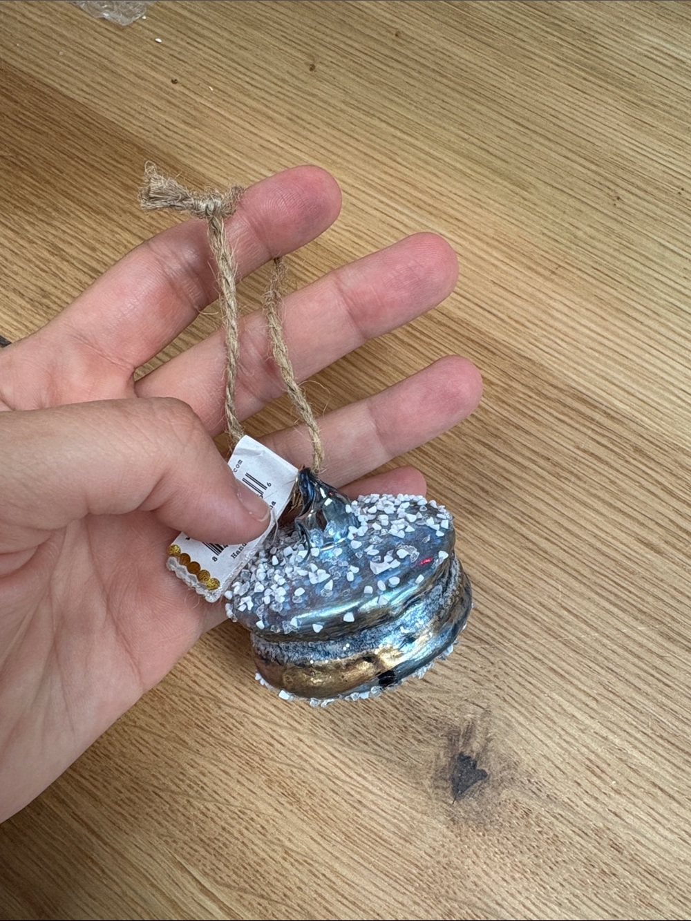 Handmade Glitter Macaron Ornament - Blue and Gold by Glitterville